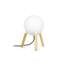Mine 1 Light Table Globe Lamp White Wood E27