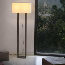 Vesper 2 Light Floor Lamp Brown with Beige Shade E27 - thumbnail 2