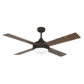 Icaria 2 Light Large Ceiling Fan Brown Mahogany with Light E27