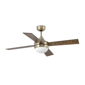 Mini 2 Light Small Ceiling Fan Brown Antique Brass with Light E14 - thumbnail 1