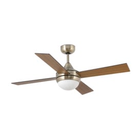 Mini 2 Light Small Ceiling Fan Brown Antique Brass with Light E14 - thumbnail 2