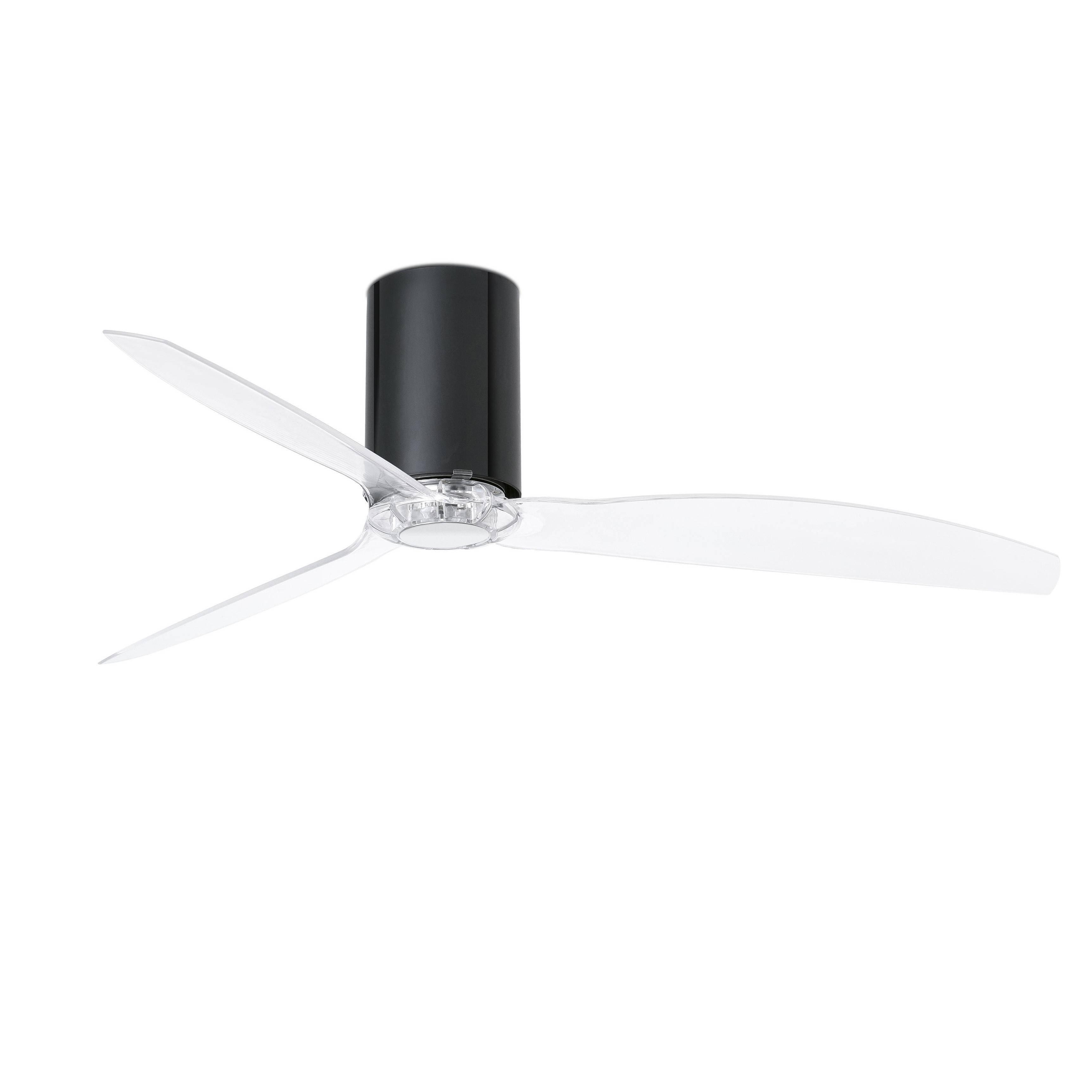 Mini Medium Ceiling Fan Clear Black Gloss Optional LED Light Sold Separately - image 1