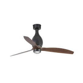 MiniEterfan LED Matt Black Wood Ceiling Fan with DC Motor 3000K