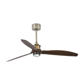 Just LED Old Gold Wood Ceiling Fan with DC Motor 3000K