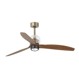 Deco LED Gold Wood Ceiling Fan with DC Motor 3000K