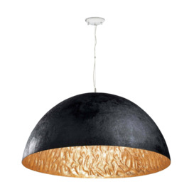 Magma 3 Light Dome Ceiling Pendant Black Gold E27