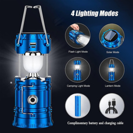 Solar LED Camping Lantern Torch 2 mode 5W 6500K IP44 Rechargeable, Powerbank