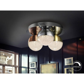 Sphere Integrated LED Dimmable Flush Ceiling Light Chrome Brass Copper