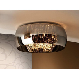 Argos 6 Light Dimmable Crystal Flush Ceiling Light with Remote Control Chrome Mirror G9