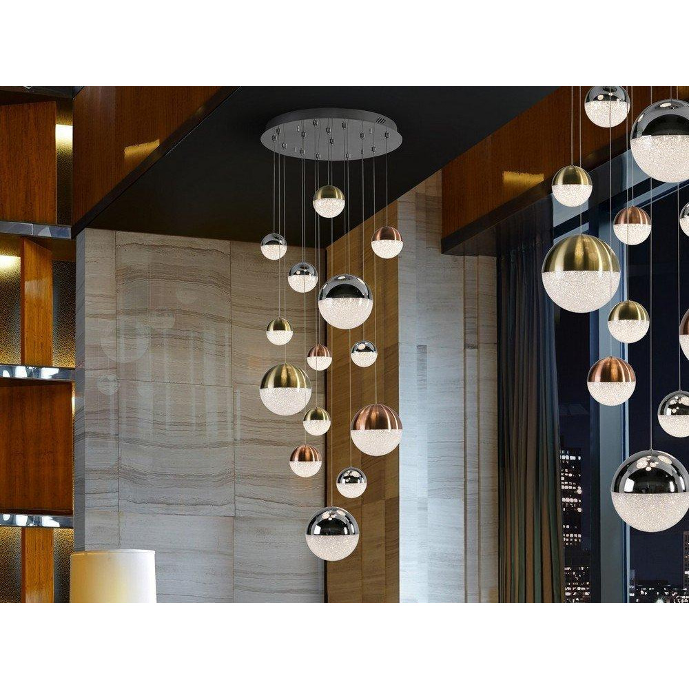 Sphere Dimmable Pendant Light Cluster Drop Chrome Copper Satin Brass Bluetooth control - image 1