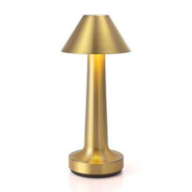 Cordless LED Desk Lamp Rechargeable 3 Colour Temperature Change Dimmable, Mushroom Shape, Gold