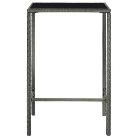Garden Bar Table Grey 70x70x110 cm Poly Rattan and Glass - thumbnail 3