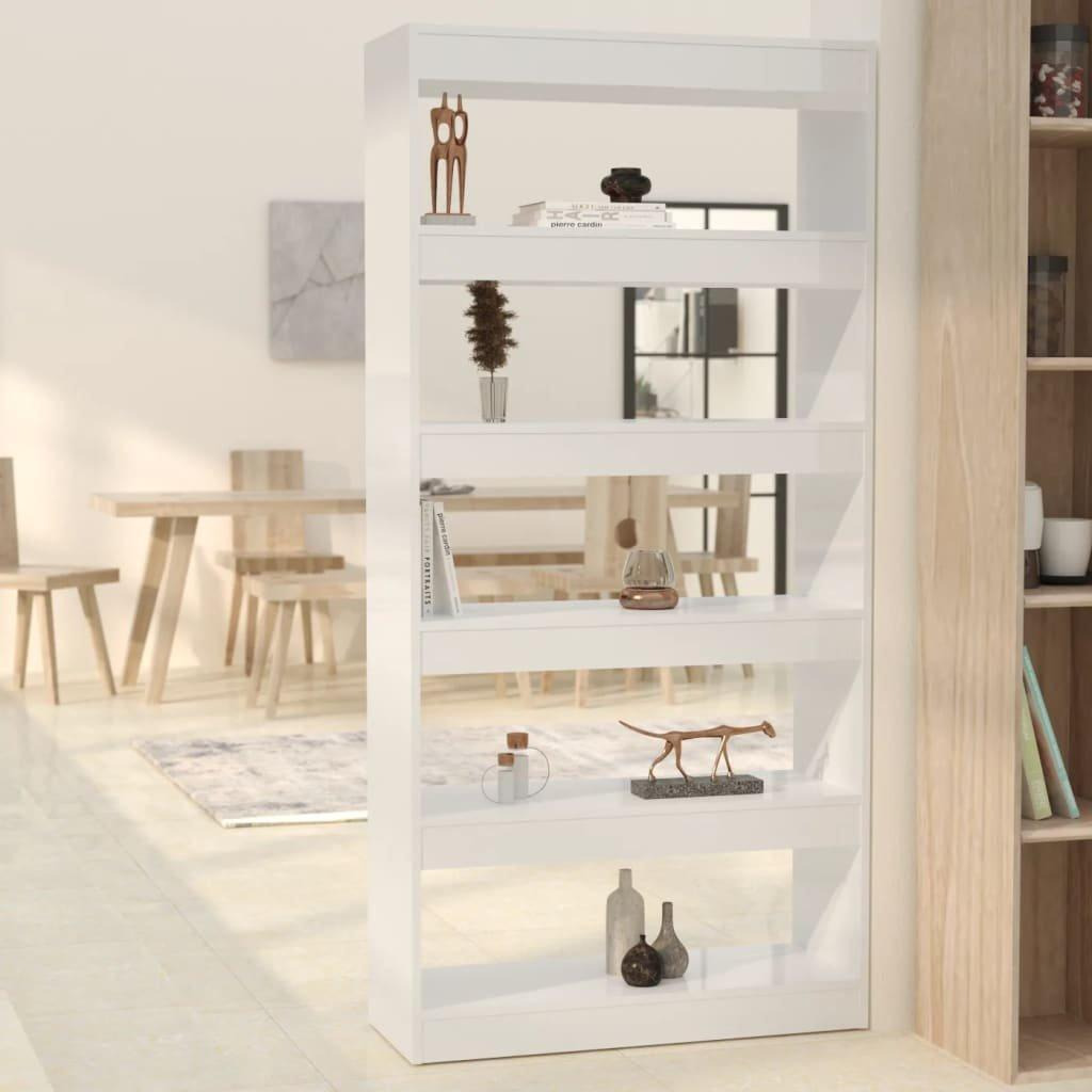 Book Cabinet/Room Divider High Gloss White 80x30x166 cm Engineered Wood - image 1