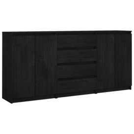 Side Cabinets 3 pcs Black Solid Pinewood - thumbnail 2