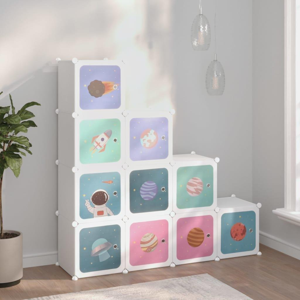 Cube Storage Cabinet for Kids with 10 Cubes White PP - image 1