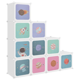 Cube Storage Cabinet for Kids with 10 Cubes White PP - thumbnail 2