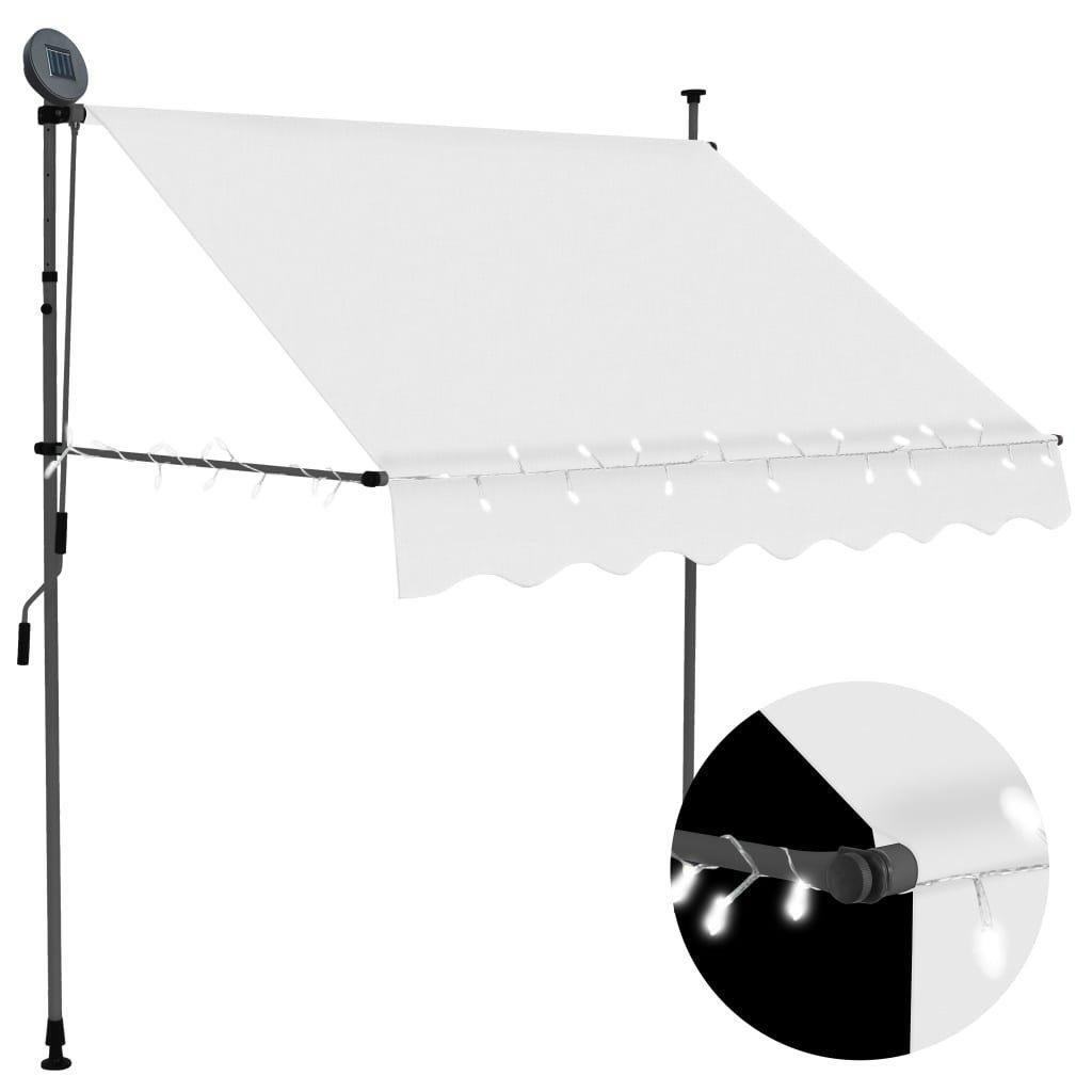 Manual Retractable Awning with LED 200 cm Cream - image 1