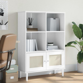 Bookcase SENJA Rattan Look White 90x35x130 cm Solid Wood Pine
