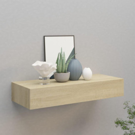 Wall-mounted Drawer Shelf Oak 60x23.5x10cm MDF - thumbnail 1