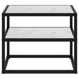 Console Table White 50x40x40 cm Tempered Glass - thumbnail 2