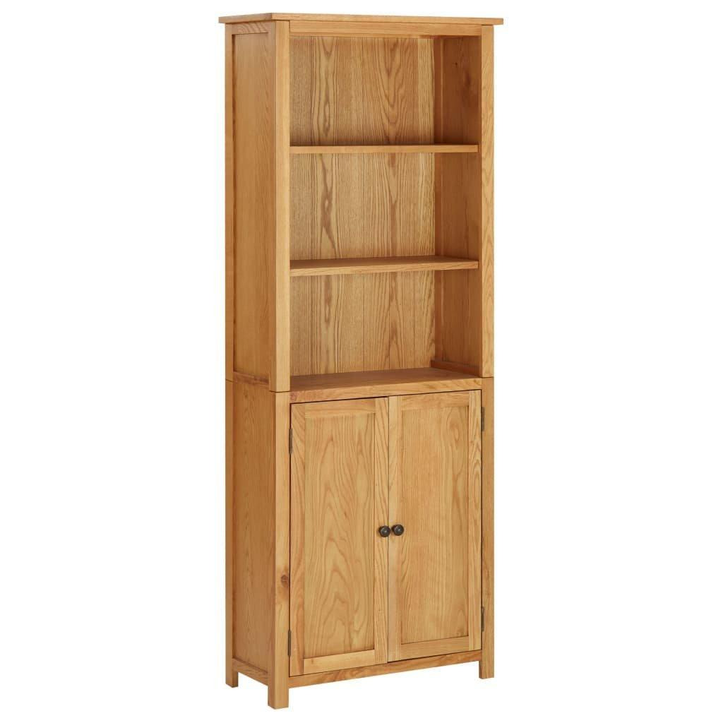 Bookcase with 2 Doors 70x30x180 cm Solid Oak Wood - image 1