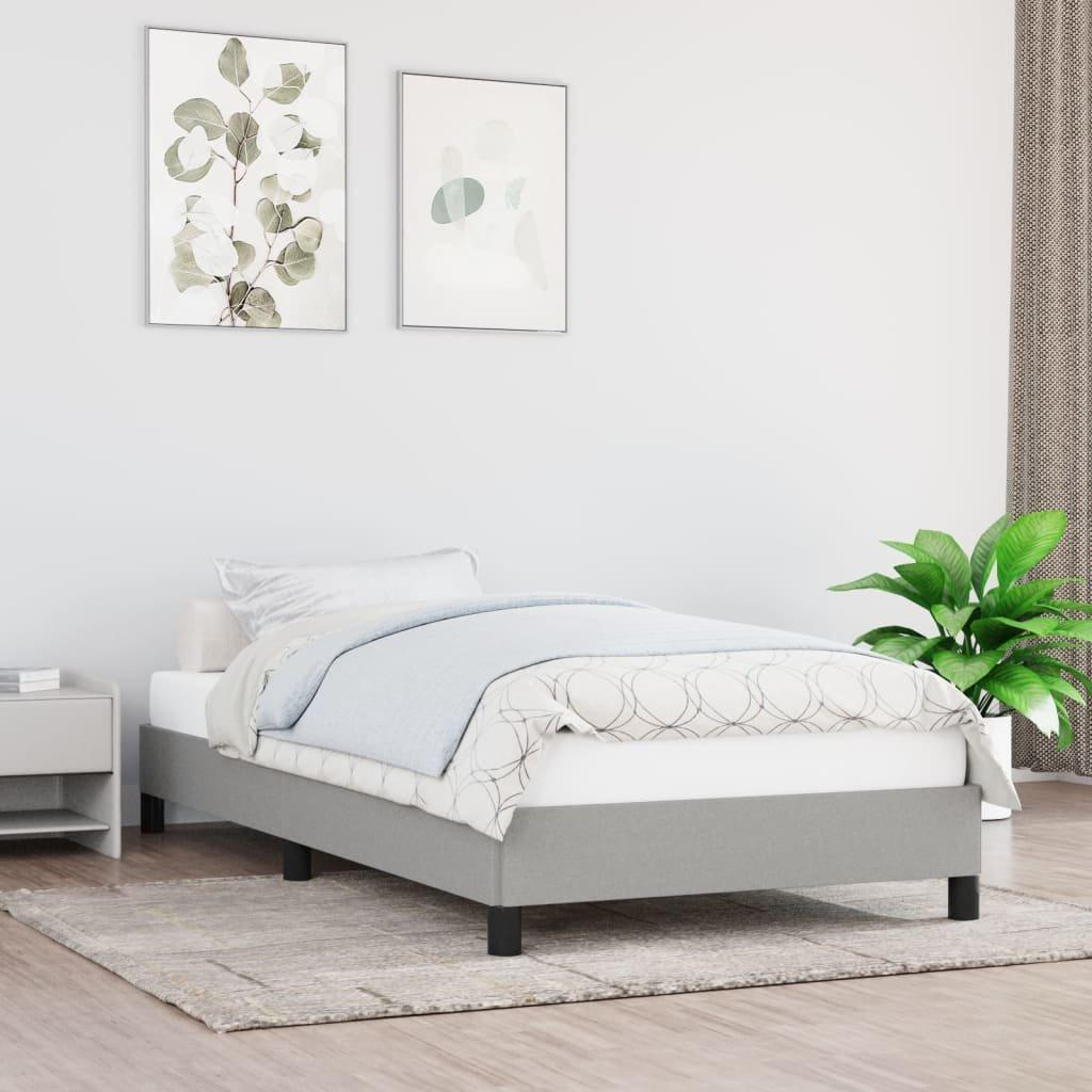 Bed Frame Light Grey 90x190 cm Single Fabric - image 1