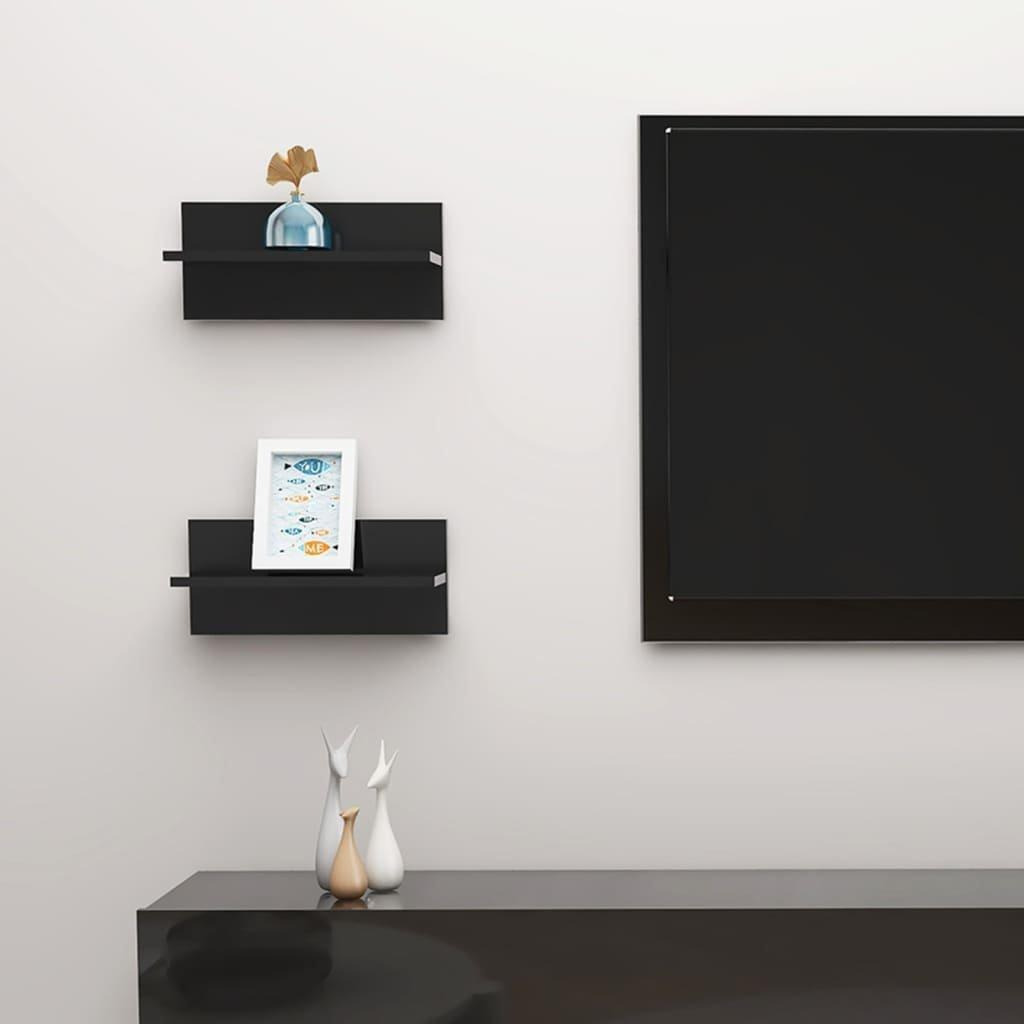 Wall Shelves 2 pcs High Gloss Black 40x11.5x18 cm - image 1