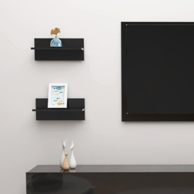 Wall Shelves 2 pcs High Gloss Black 40x11.5x18 cm