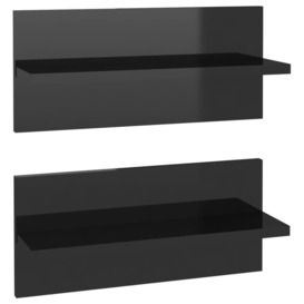 Wall Shelves 2 pcs High Gloss Black 40x11.5x18 cm - thumbnail 2