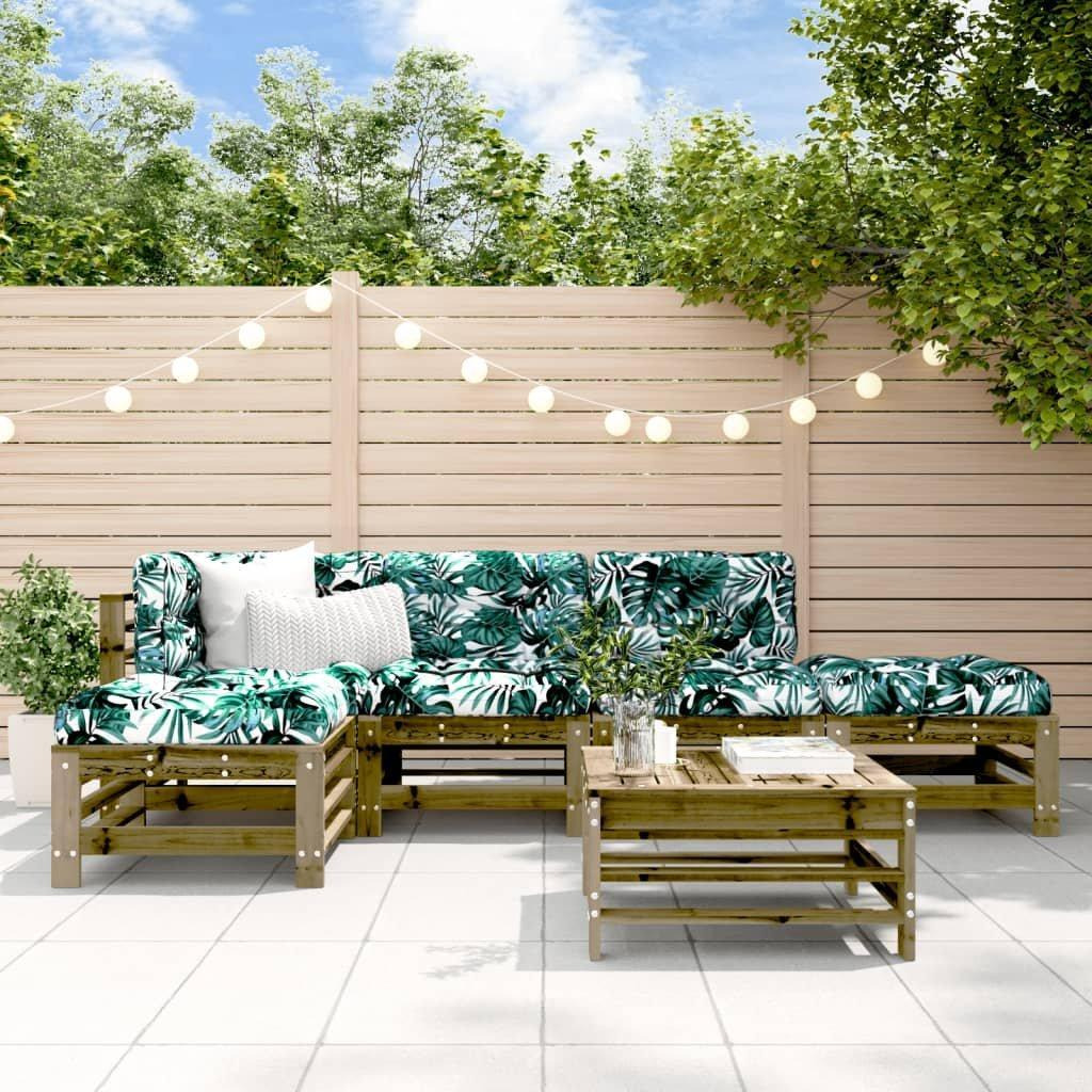 6 Piece Garden Lounge Set Impregnated Wood Pine - image 1