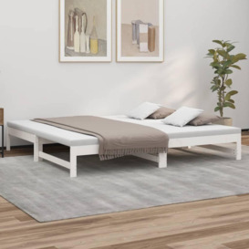 Pull-out Day Bed White 2x(100x200) cm Solid Wood Pine