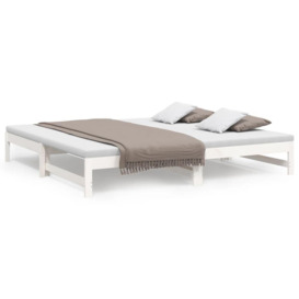 Pull-out Day Bed White 2x(100x200) cm Solid Wood Pine - thumbnail 2