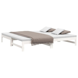 Pull-out Day Bed White 2x(100x200) cm Solid Wood Pine - thumbnail 3