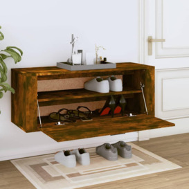 Wall Shoe Cabinet Smoked Oak 100x35x38 cm Engineered Wood - thumbnail 3
