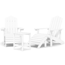 Garden Adirondack Chairs with Footstool & Table HDPE White - thumbnail 2