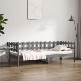 Day Bed Grey 80x200 cm Solid Wood Pine - thumbnail 1