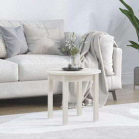 Coffee Table White Ã˜ 45x40 cm Solid Wood Pine