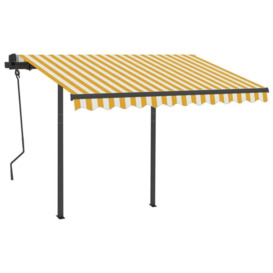 Manual Retractable Awning with LED 3x2.5 m Yellow and White - thumbnail 3