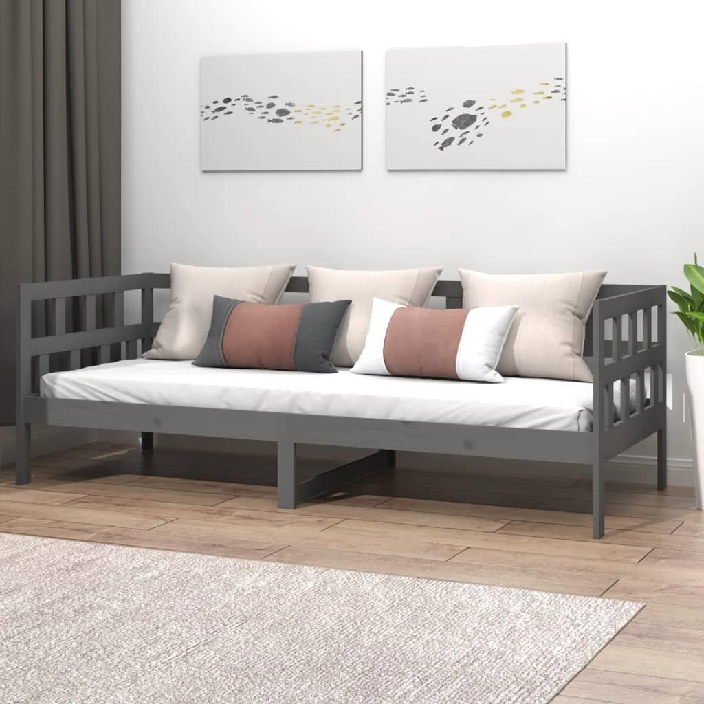 Day Bed Grey Solid Wood Pine 90x200 cm - image 1