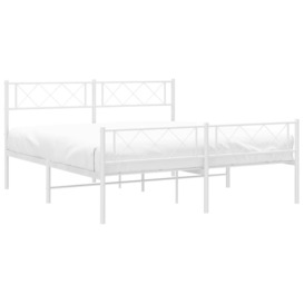 Metal Bed Frame with Headboard and Footboard White 140x190 cm - thumbnail 3