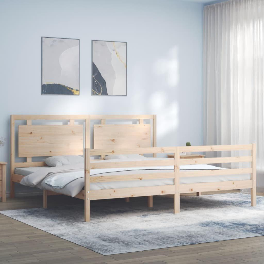 Bed Frame with Headboard Super King Size Solid Wood - image 1