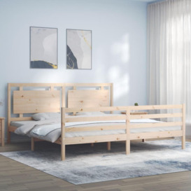 Bed Frame with Headboard Super King Size Solid Wood - thumbnail 1