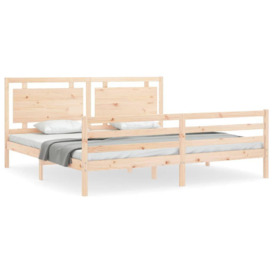 Bed Frame with Headboard Super King Size Solid Wood - thumbnail 2