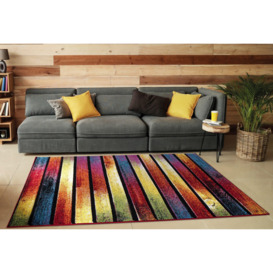 Modern Hand Carved Multicolour Soft Thick Area Rug - Stripes - thumbnail 1