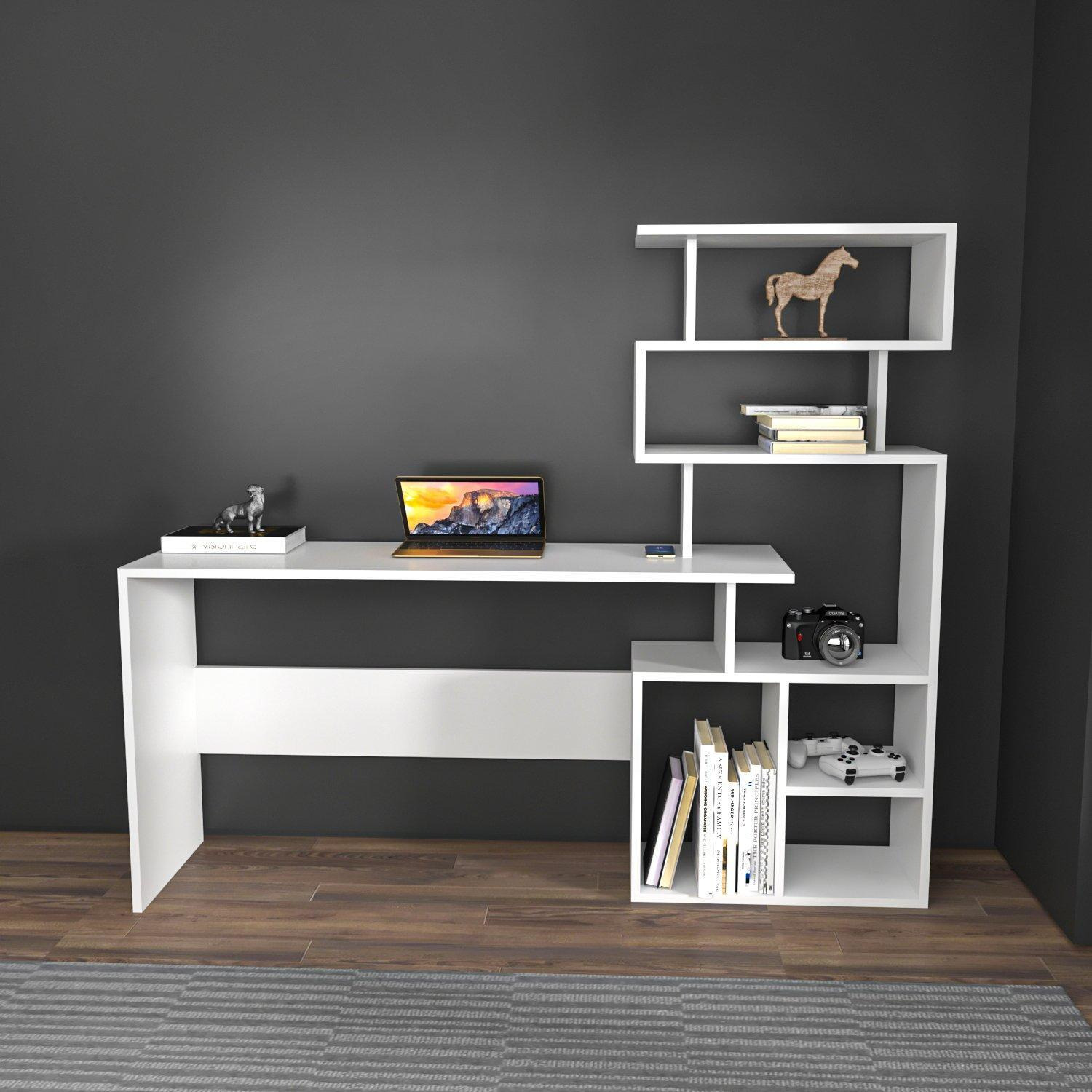 Next Computer and Study Desk Workstation with Shelving Unit - image 1