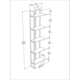 Alice 5-tier Metal Frame Corner Bookcase Bookshelf Shelving Unit Display Unit - thumbnail 3