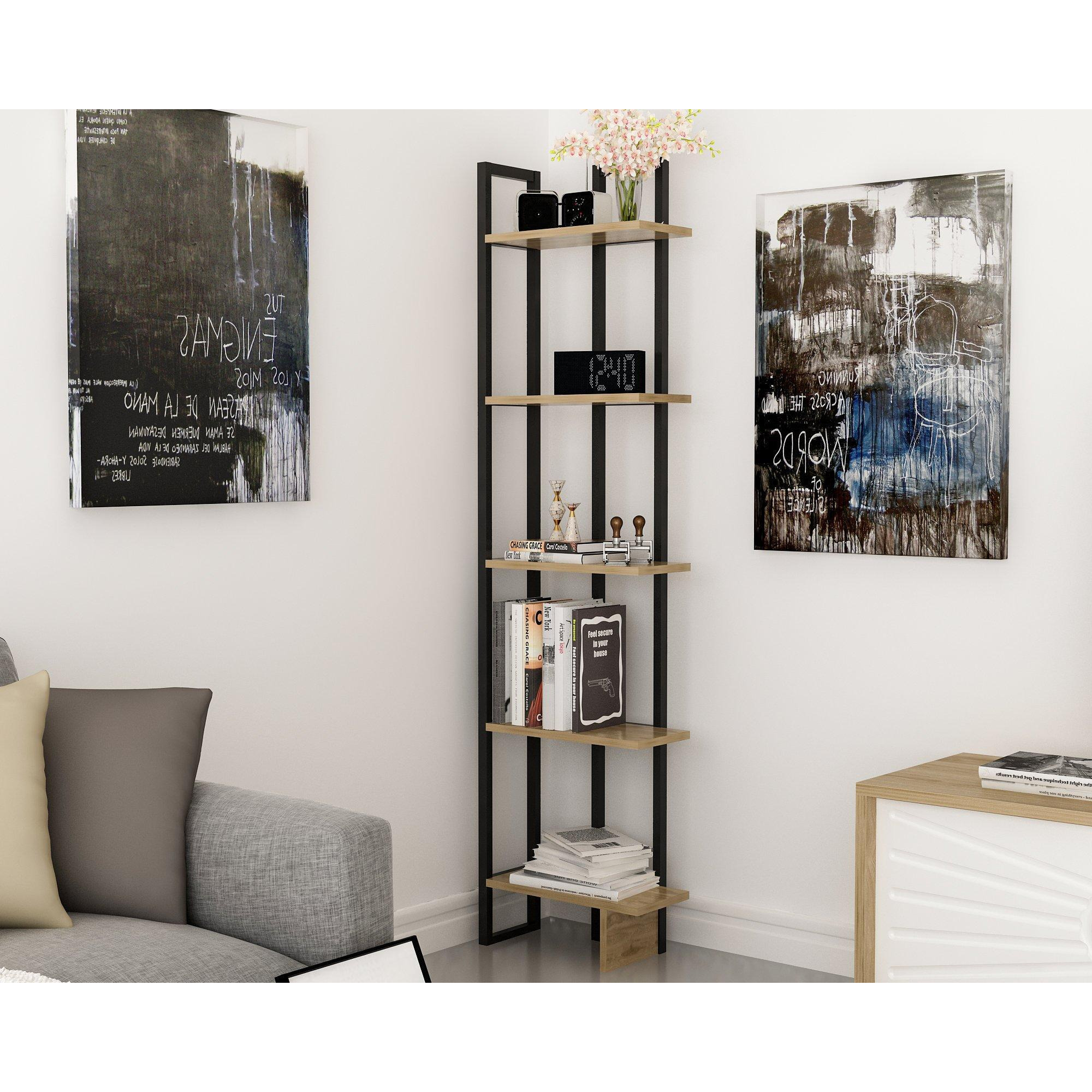 Alice 5-tier Metal Frame Corner Bookcase Bookshelf Shelving Unit Display Unit - image 1