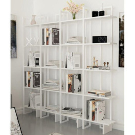 Alice 5-tier Metal Frame Corner Bookcase Bookshelf Shelving Unit Display Unit - thumbnail 2