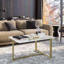 Merideths Marble Effect Metal Coffee Table for Living Room and Office - thumbnail 2