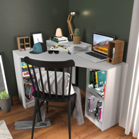 Floating Corner Computer and Writing Desk with Shelves - thumbnail 1